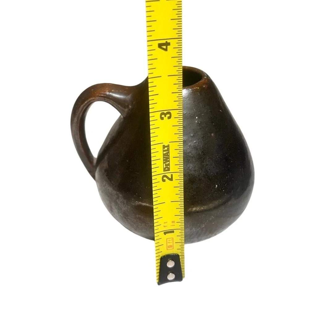 Studio Pottery Bud Vase Bronze Metallic Glaze Handcrafted Small Handle Vase 4in